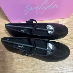 Spotlights Black Tap Shoes NEW Sz 3 Patent Leather Kids Youth